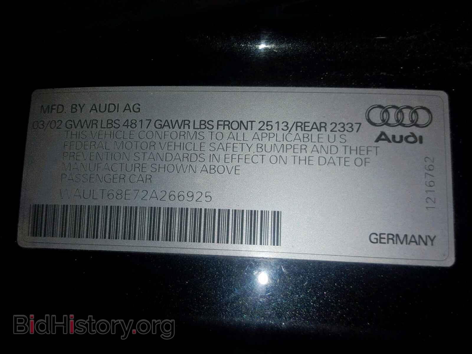 2002 AUDI A4 - VIN: WAULT68E72A266925 - Photo 10