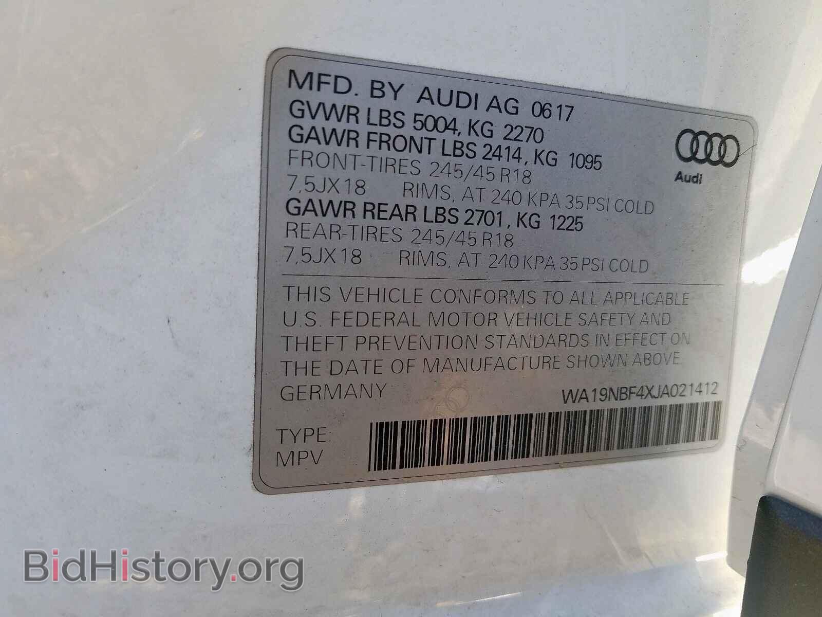 2018 AUDI A4 - VIN: WA19NBF4XJA021412 - Фото 10