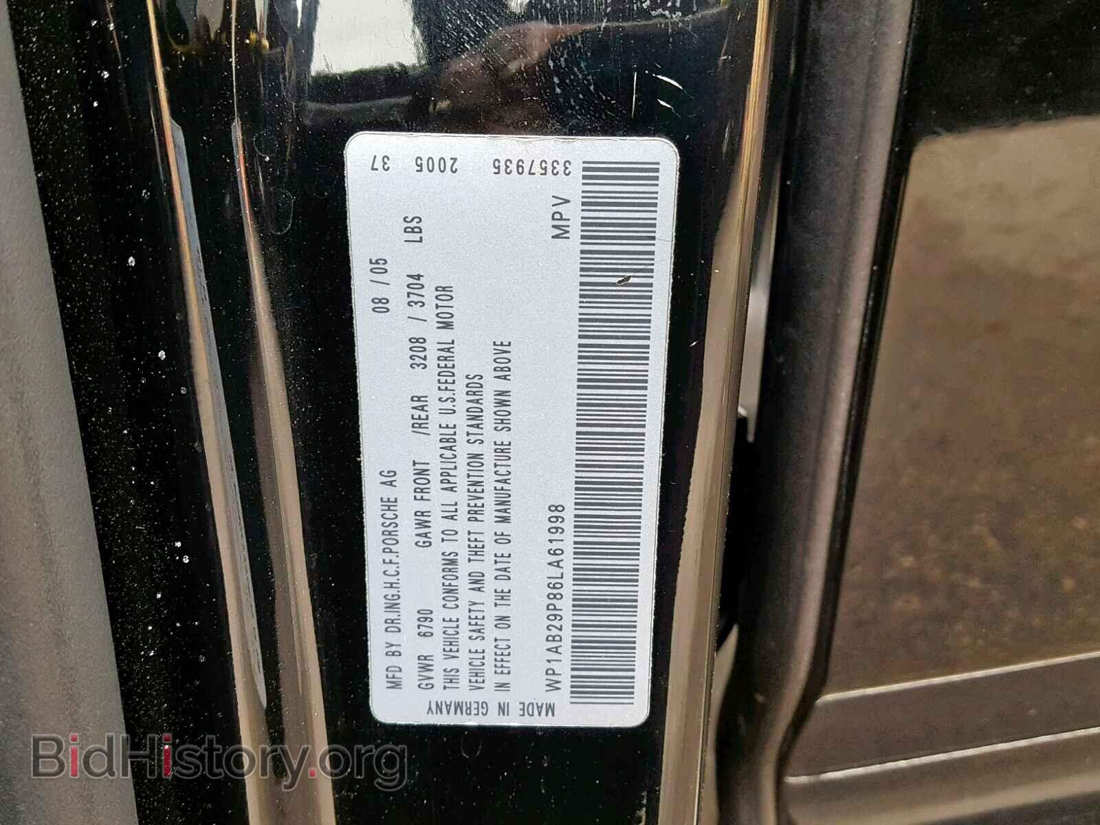 2006 PORSCHE CAYENNE S - VIN: WP1AB29P86LA61998 - Фото 10