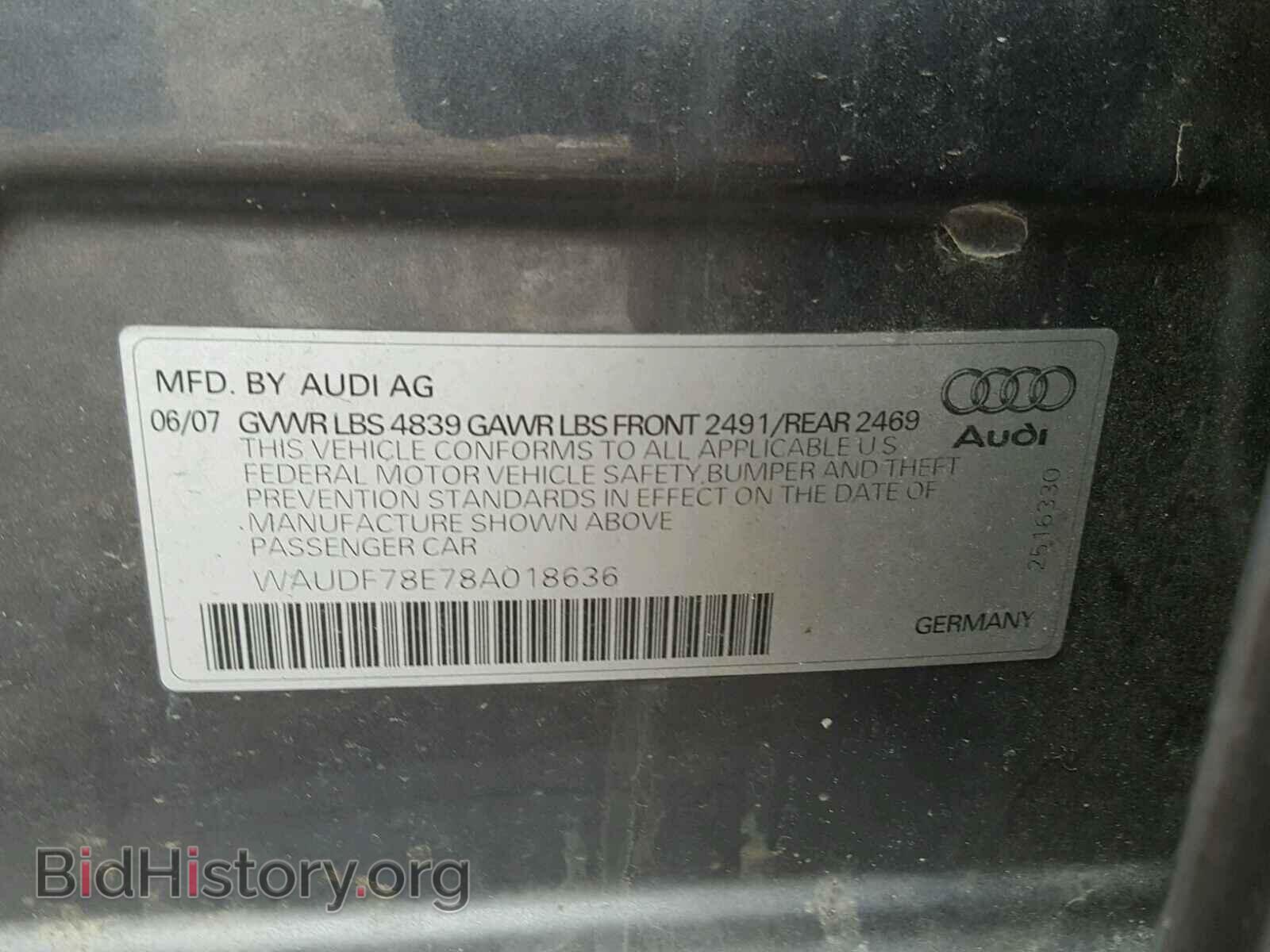 2008 AUDI A4 - VIN: WAUDF78E78A018636 - Фото 10