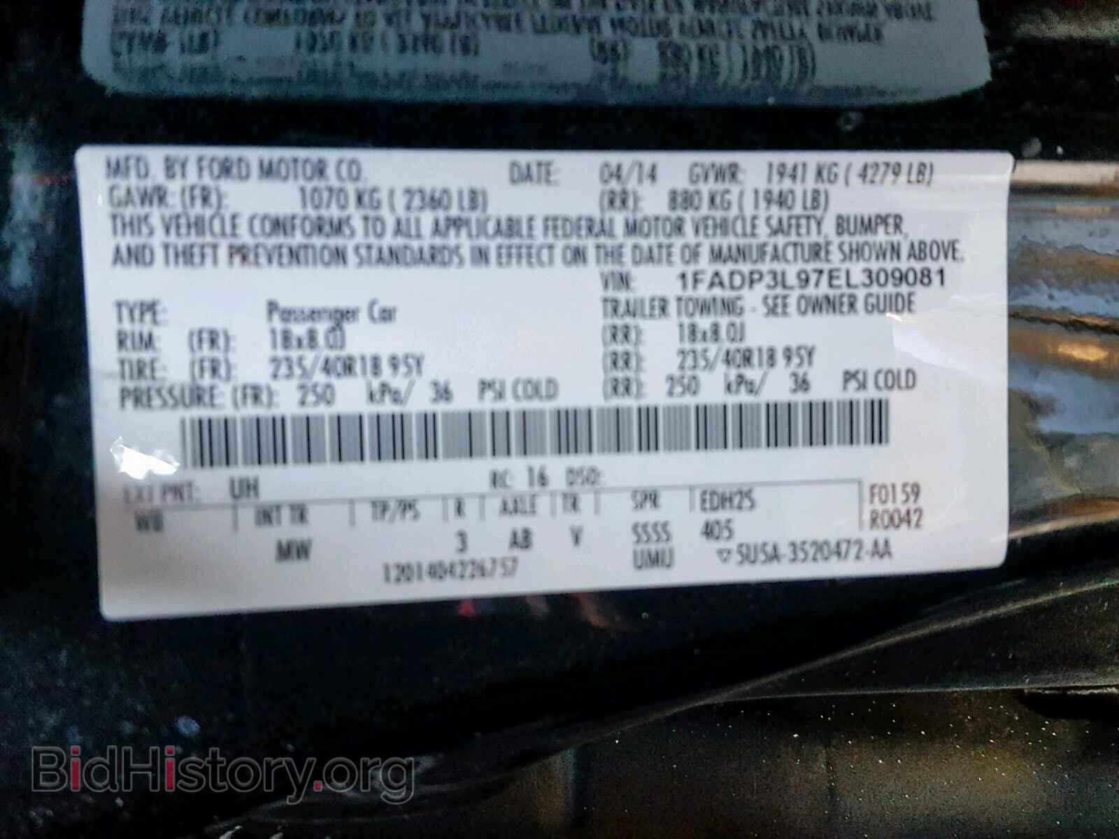 2014 FORD FOCUS - VIN: 1FADP3L97EL309081 - Фото 10