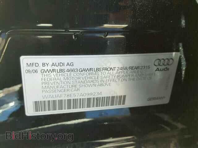 2007 AUDI A4 - VIN: WAUAF78E57A099234 - Фото 10