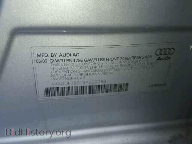 2005 AUDI A4 - VIN: WAUDF78E15A528783 - Фото 10