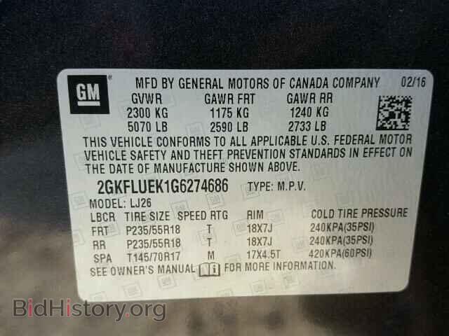2016 GMC TERRAIN - VIN: 2GKFLUEK1G6274686 - Фото 10