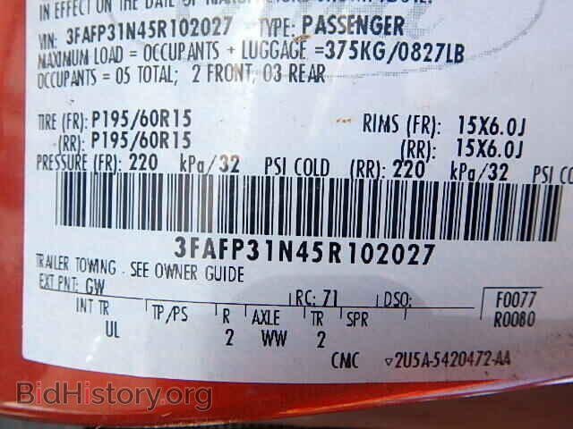 2005 FORD FOCUS - VIN: 3FAFP31N45R102027 - Фото 9