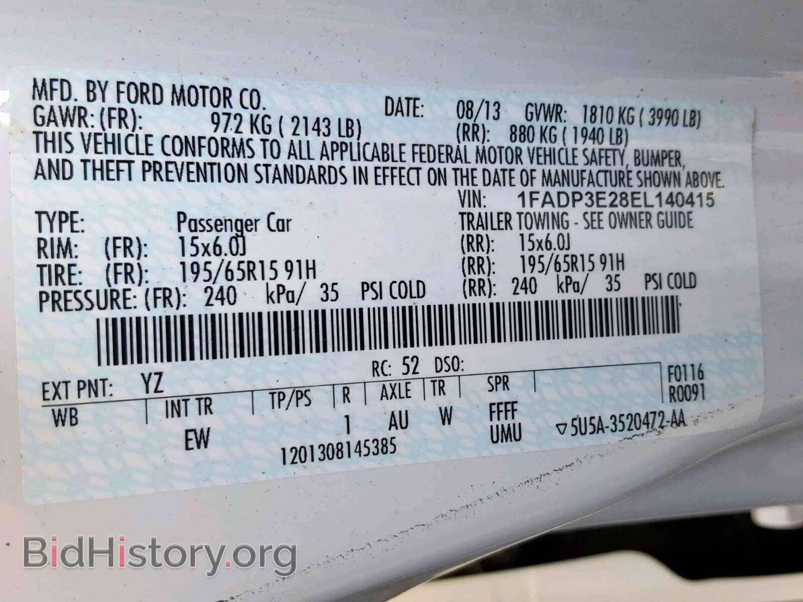 2014 FORD FOCUS - VIN: 1FADP3E28EL140415 - Фото 10