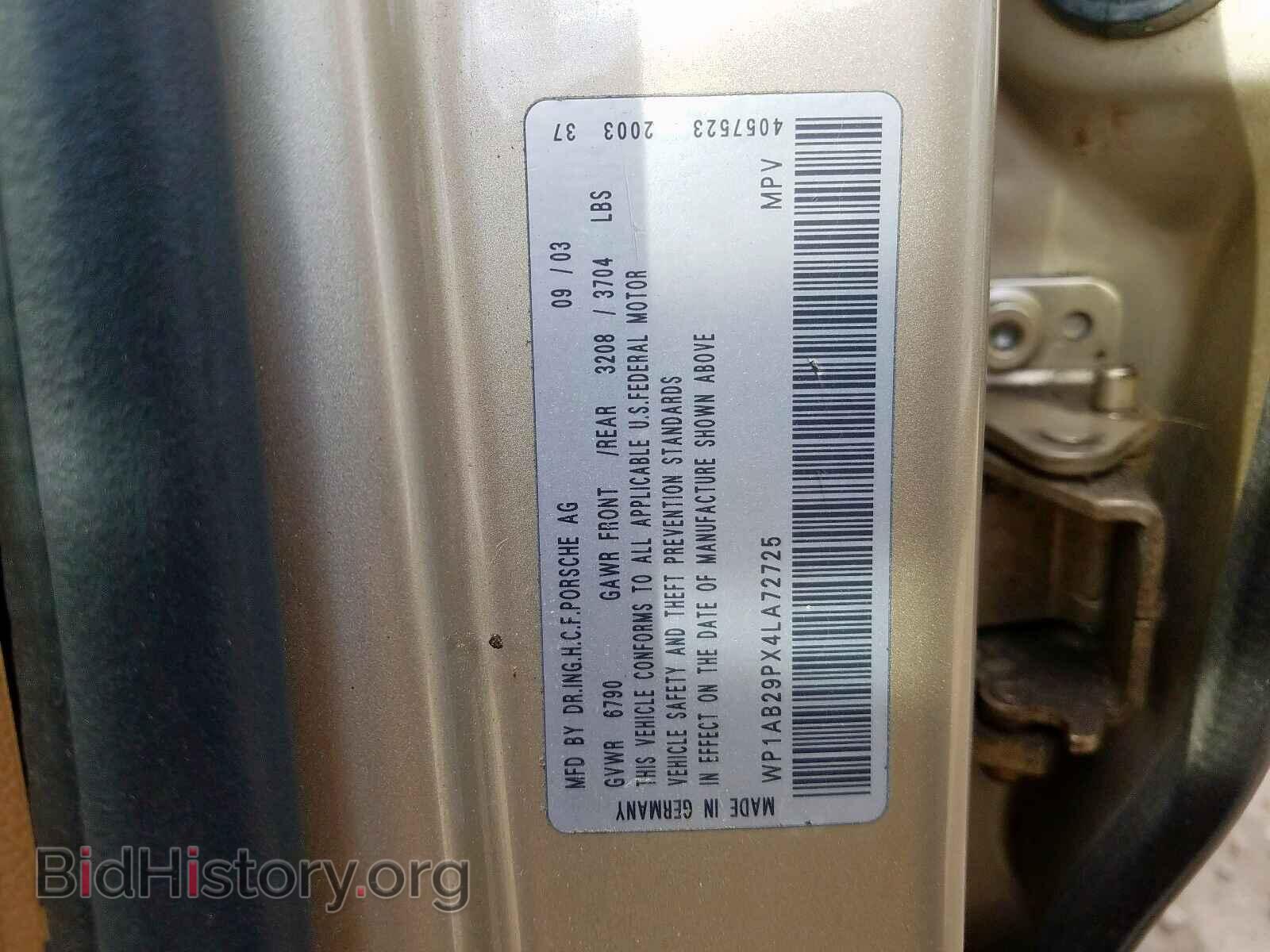2004 PORSCHE CAYENNE S - VIN: WP1AB29PX4LA72725 - Фото 10