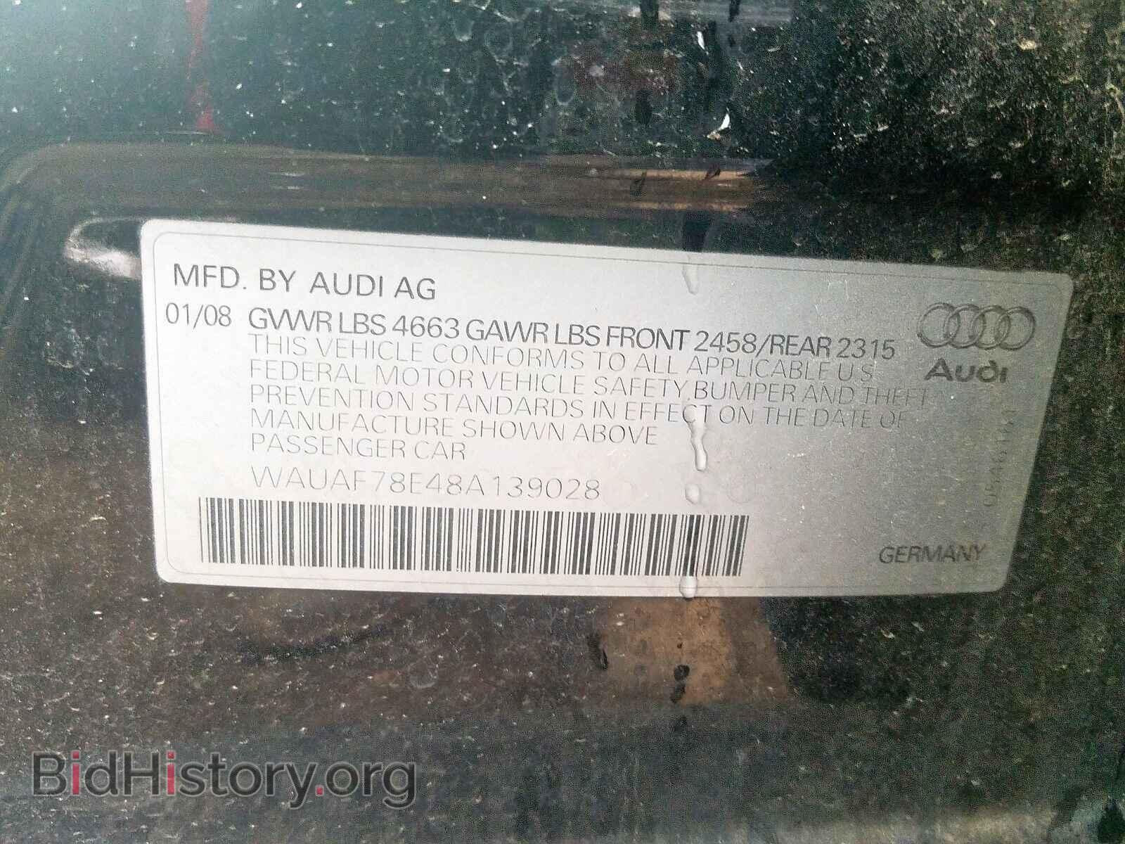 2008 AUDI A4 - VIN: WAUAF78E48A139028 - Фото 10