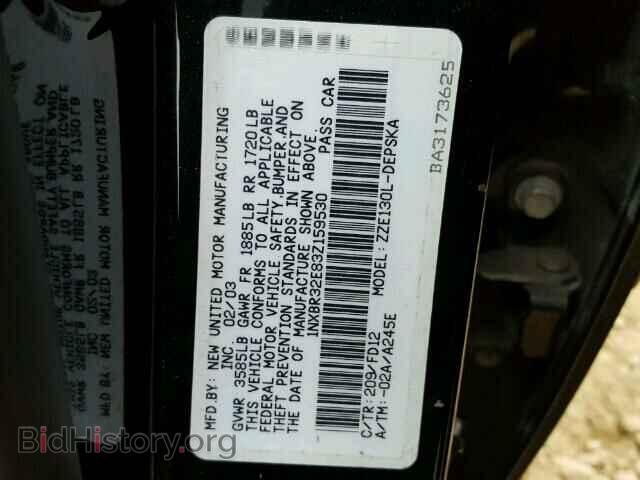 2003 TOYOTA COROLLA - VIN: 1NXBR32E83Z159530 - Фото 10
