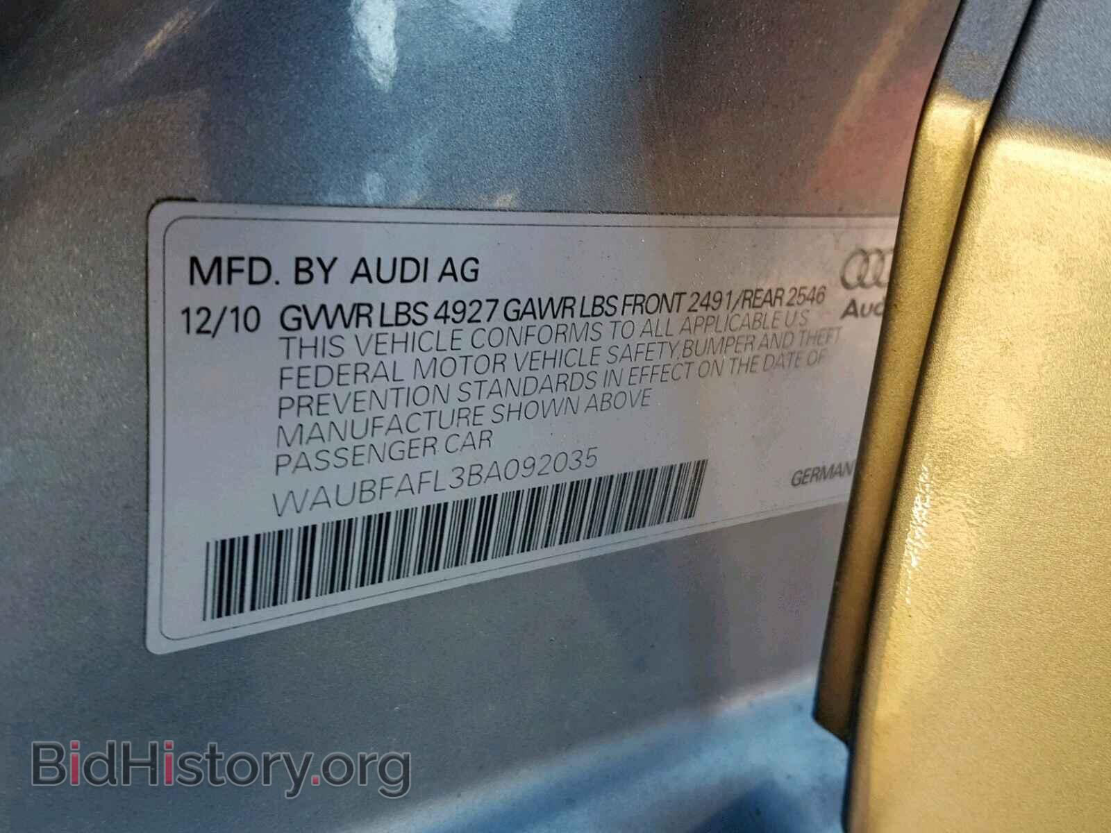 2011 AUDI A4 - VIN: WAUBFAFL3BA092035 - Фото 10