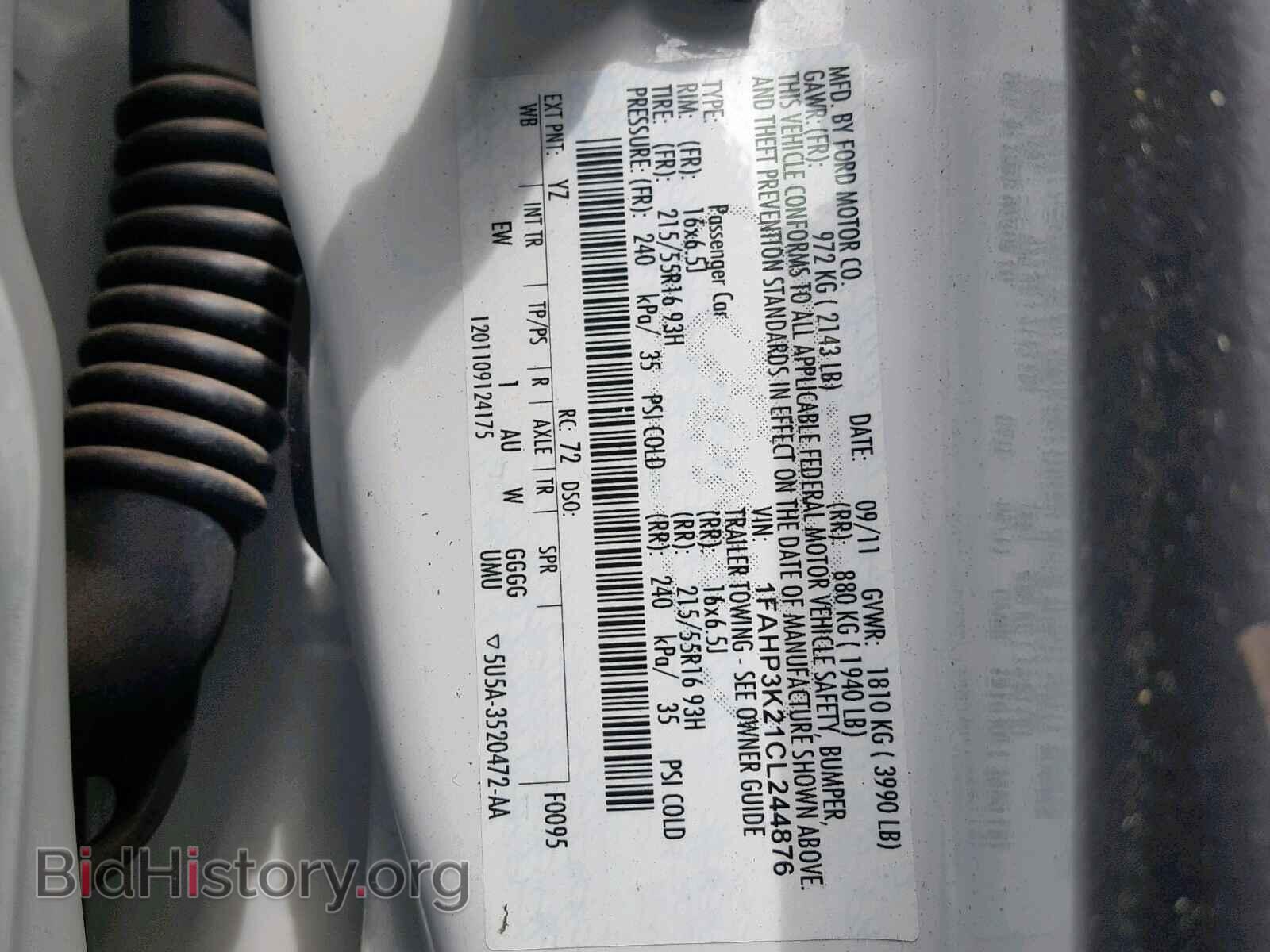 2012 FORD FOCUS SE - VIN: 1FAHP3K21CL244876 - Фото 10