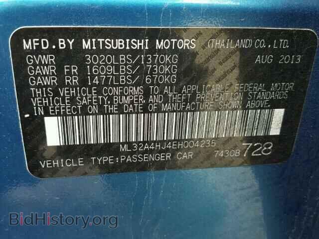 2014 MITSUBISHI MIRAGE - VIN: ML32A4HJ4EH004235 - Фото 10