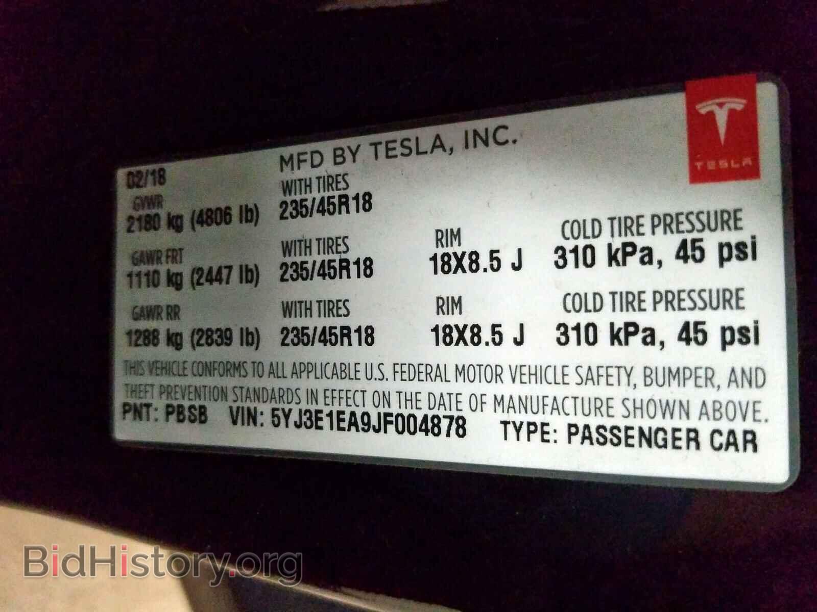 2018 TESLA MODEL 3 - VIN: 5YJ3E1EA9JF004878 - Фото 10