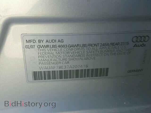 2007 AUDI A4 - VIN: WAUAF78E37A207415 - Фото 10