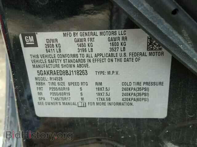 2011 BUICK ENCLAVE - VIN: 5GAKRAED8BJ118263 - Фото 10