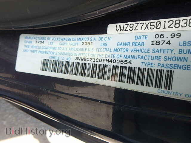2000 VOLKSWAGEN BEETLE - VIN: 3VWBC21C0YM400554 - Фото 9
