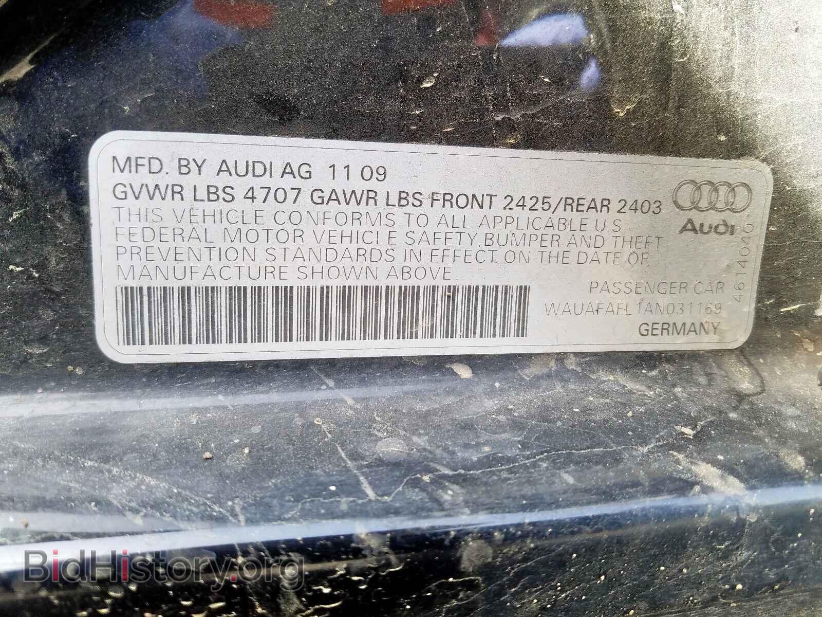 2010 AUDI A4 - VIN: WAUAFAFL1AN031169 - Фото 10
