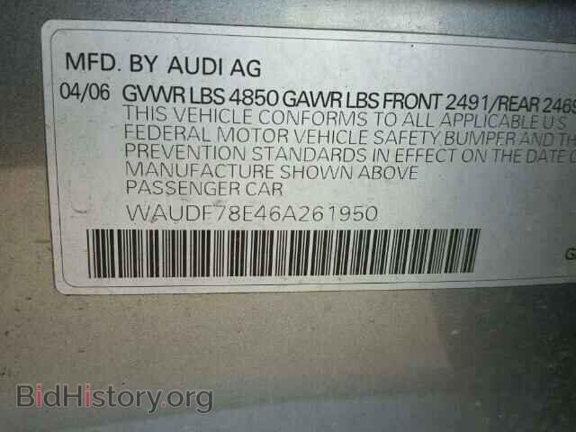 2006 AUDI A4 - VIN: WAUDF78E46A261950 - Фото 10