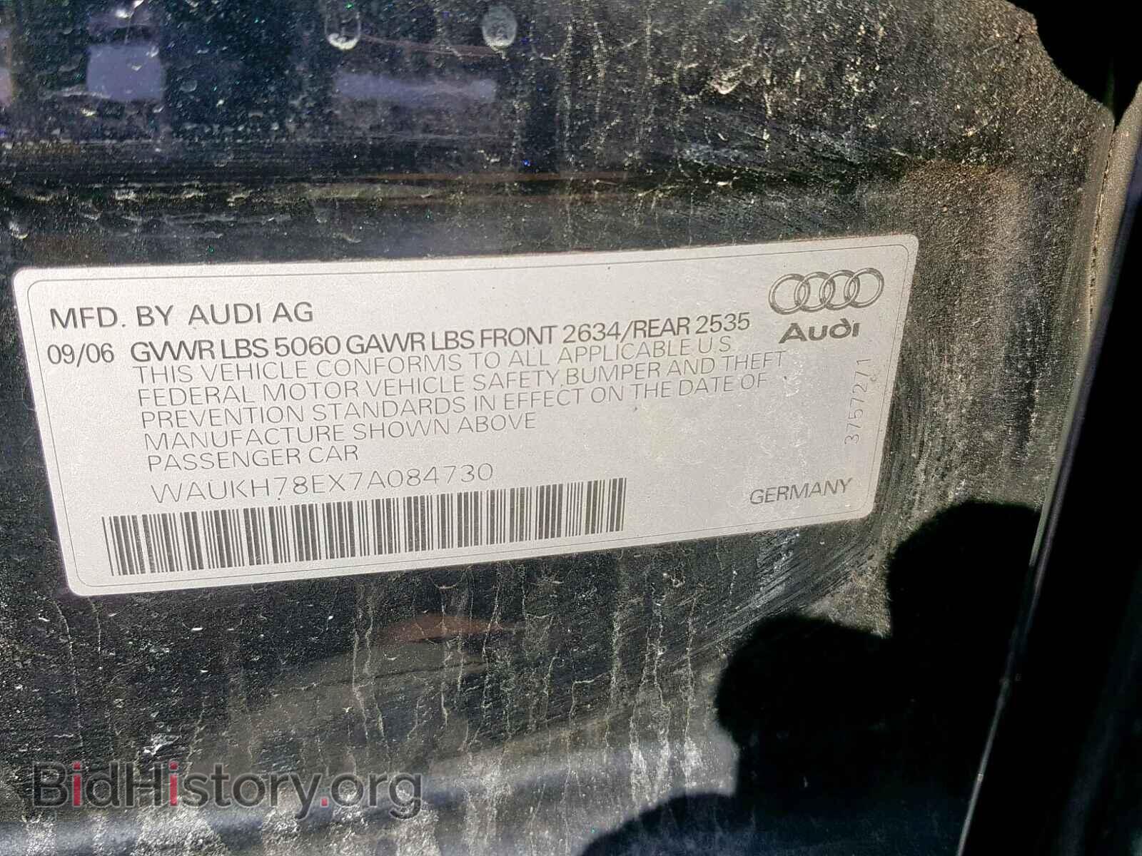 2007 AUDI A4 - VIN: WAUKH78EX7A084730 - Фото 10