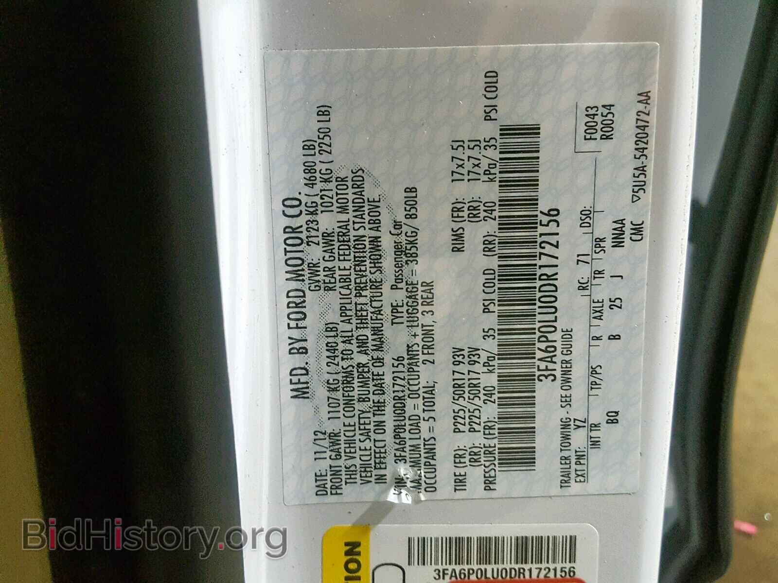 2013 FORD FUSION SE - VIN: 3FA6P0LU0DR172156 - Фото 10