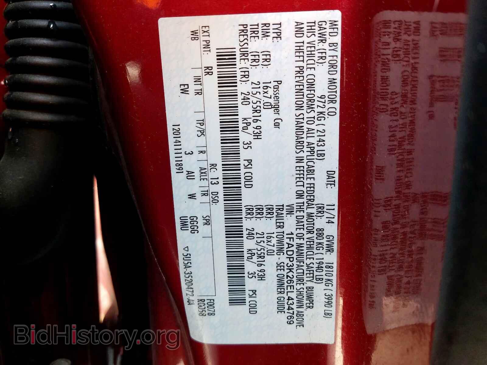2014 FORD FOCUS - VIN: 1FADP3K26EL434769 - Фото 10
