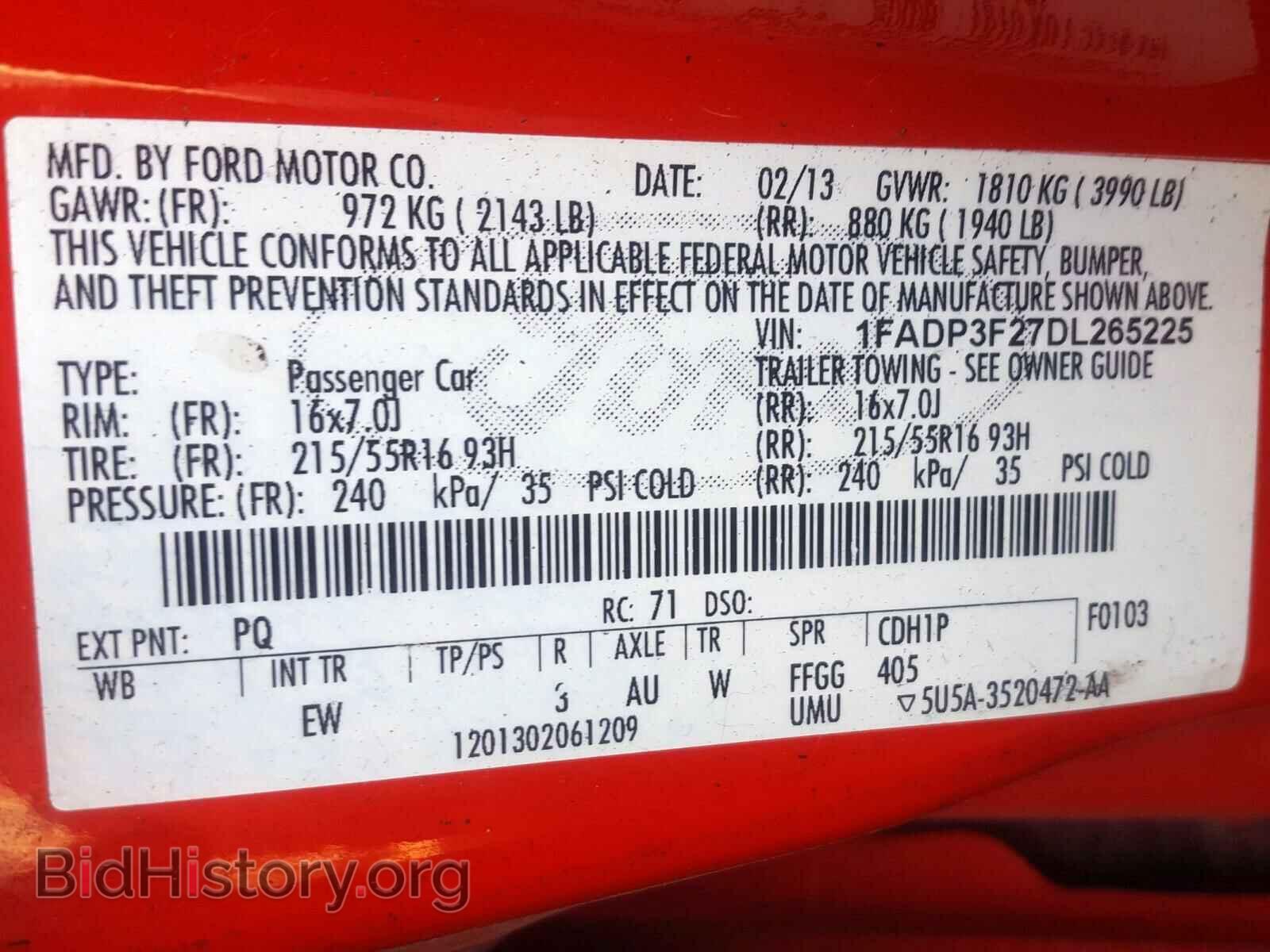 2013 FORD FOCUS - VIN: 1FADP3F27DL265225 - Фото 10