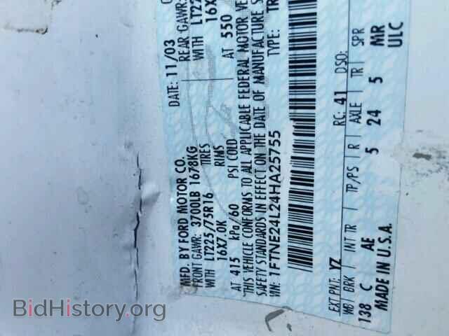 2004 FORD ECONOLINE - VIN: 1FTNE24L24HA25755 - Фото 10
