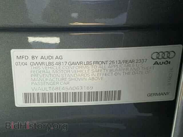 2005 AUDI A4 - VIN: WAULT68E45A063169 - Photo 9