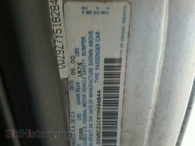 2000 VOLKSWAGEN BEETLE - VIN: 3VWBC21C6YM494844 - Фото 10