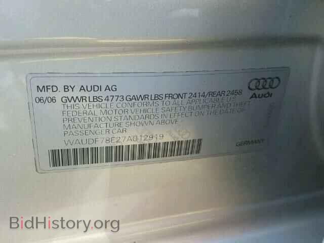2007 AUDI A4 - VIN: WAUDF78E27A012919 - Фото 10