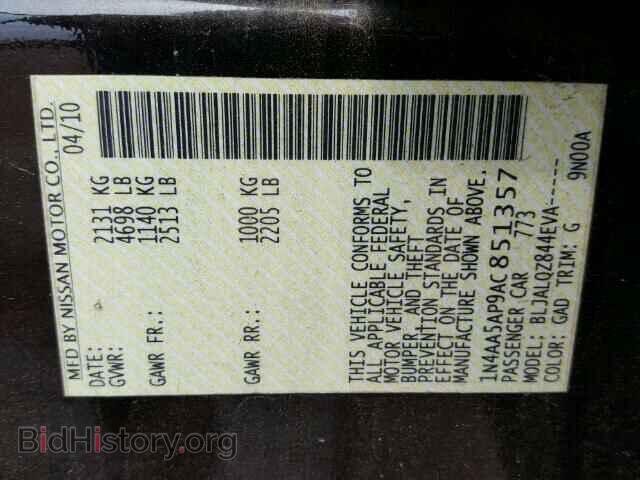 2010 NISSAN MAXIMA - VIN: 1N4AA5AP9AC851357 - Photo 10
