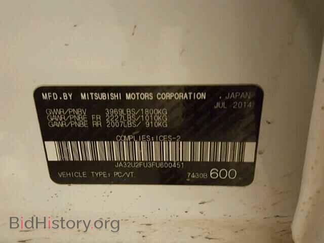 2015 MITSUBISHI LANCER - VIN: JA32U2FU3FU600451 - Фото 10