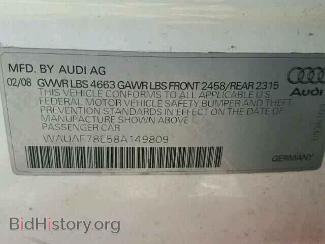 2008 AUDI A4 - VIN: WAUAF78E58A149809 - Фото 10
