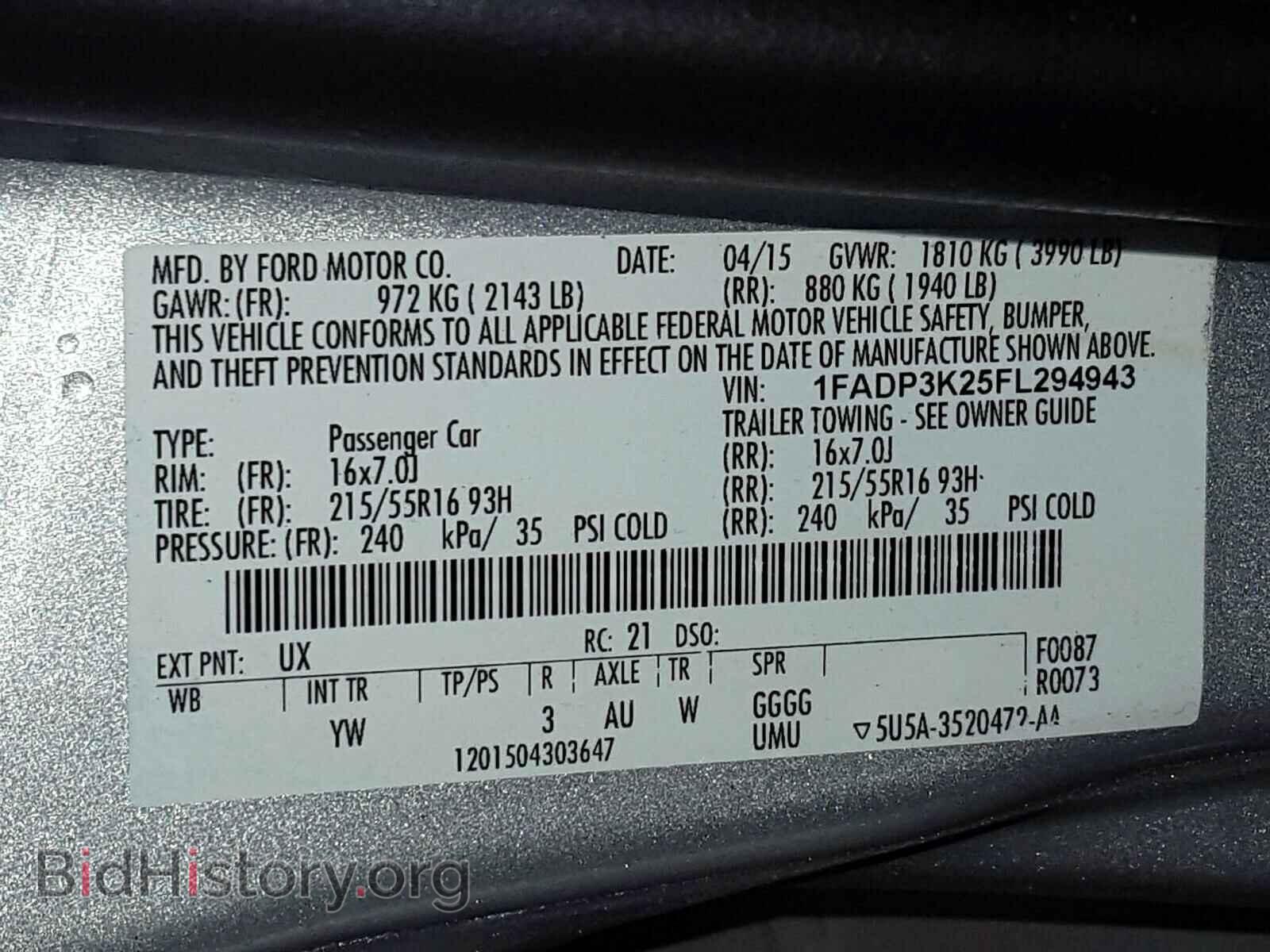 2015 FORD FOCUS - VIN: 1FADP3K25FL294943 - Photo 10