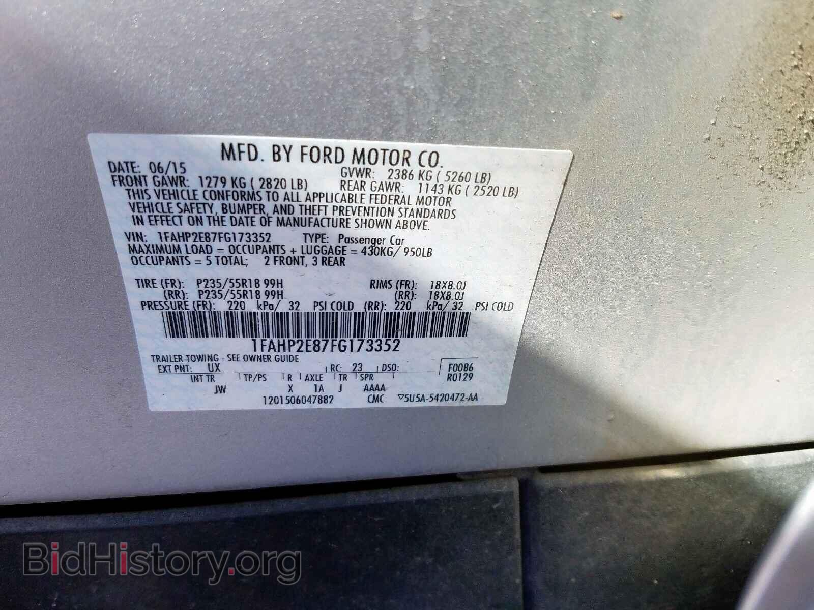 2015 FORD TAURUS - VIN: 1FAHP2E87FG173352 - Фото 10