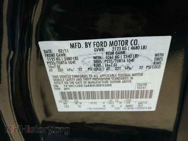 2011 FORD ESCAPE - VIN: 1FMCU9EG4BKB69288 - Фото 10