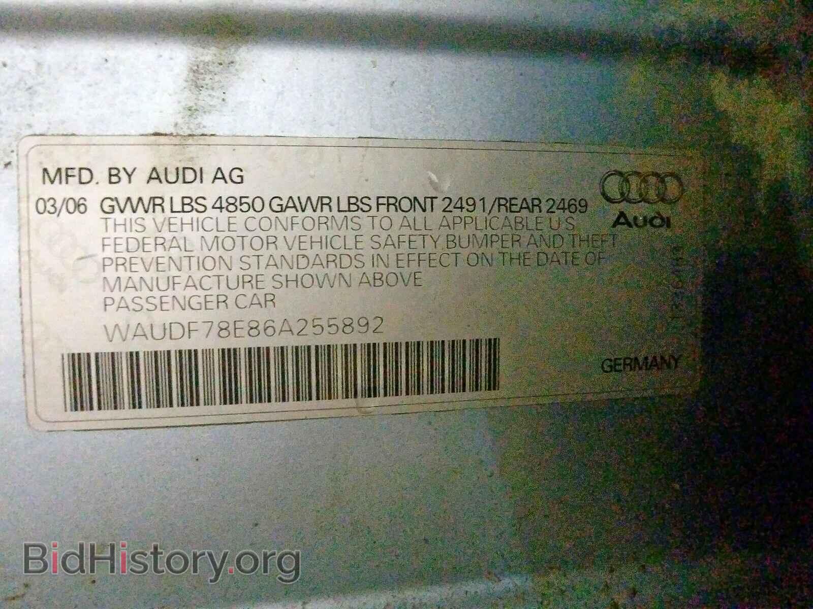 2006 AUDI A4 - VIN: WAUDF78E86A255892 - Фото 10