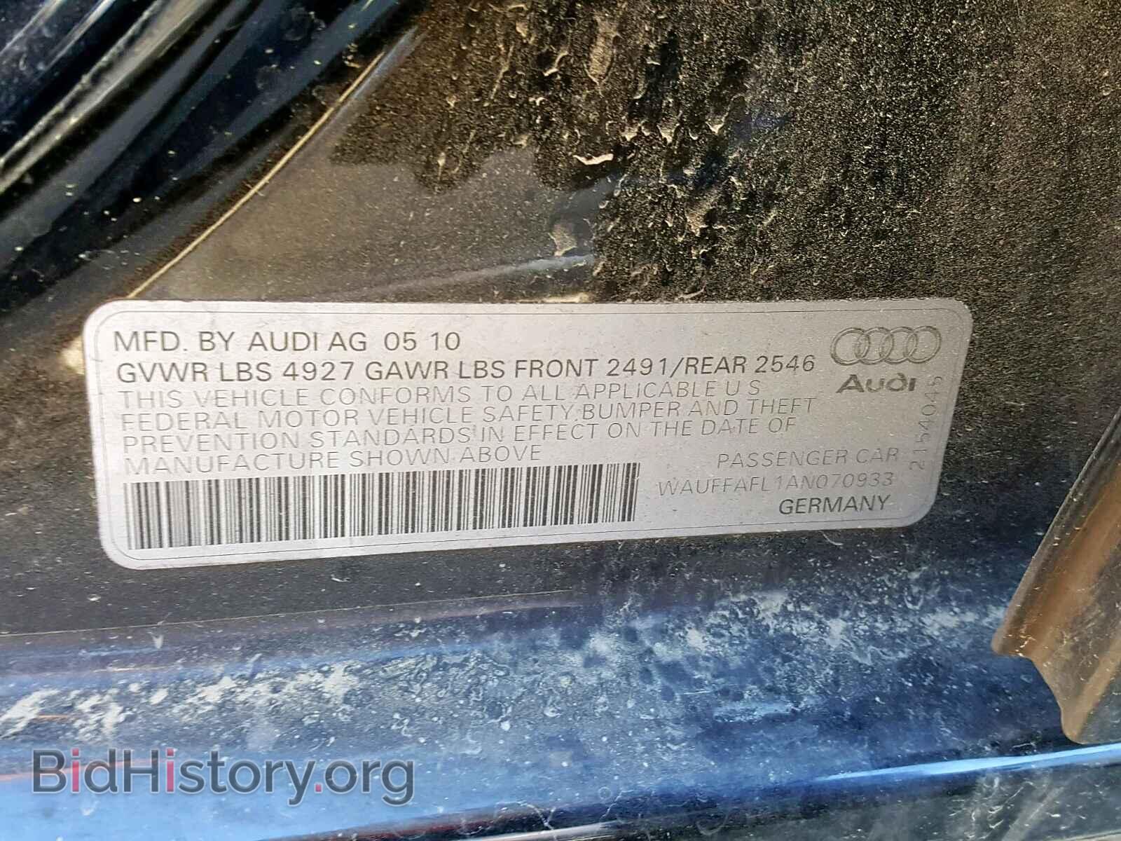 2010 AUDI A4 - VIN: WAUFFAFL1AN070933 - Photo 10