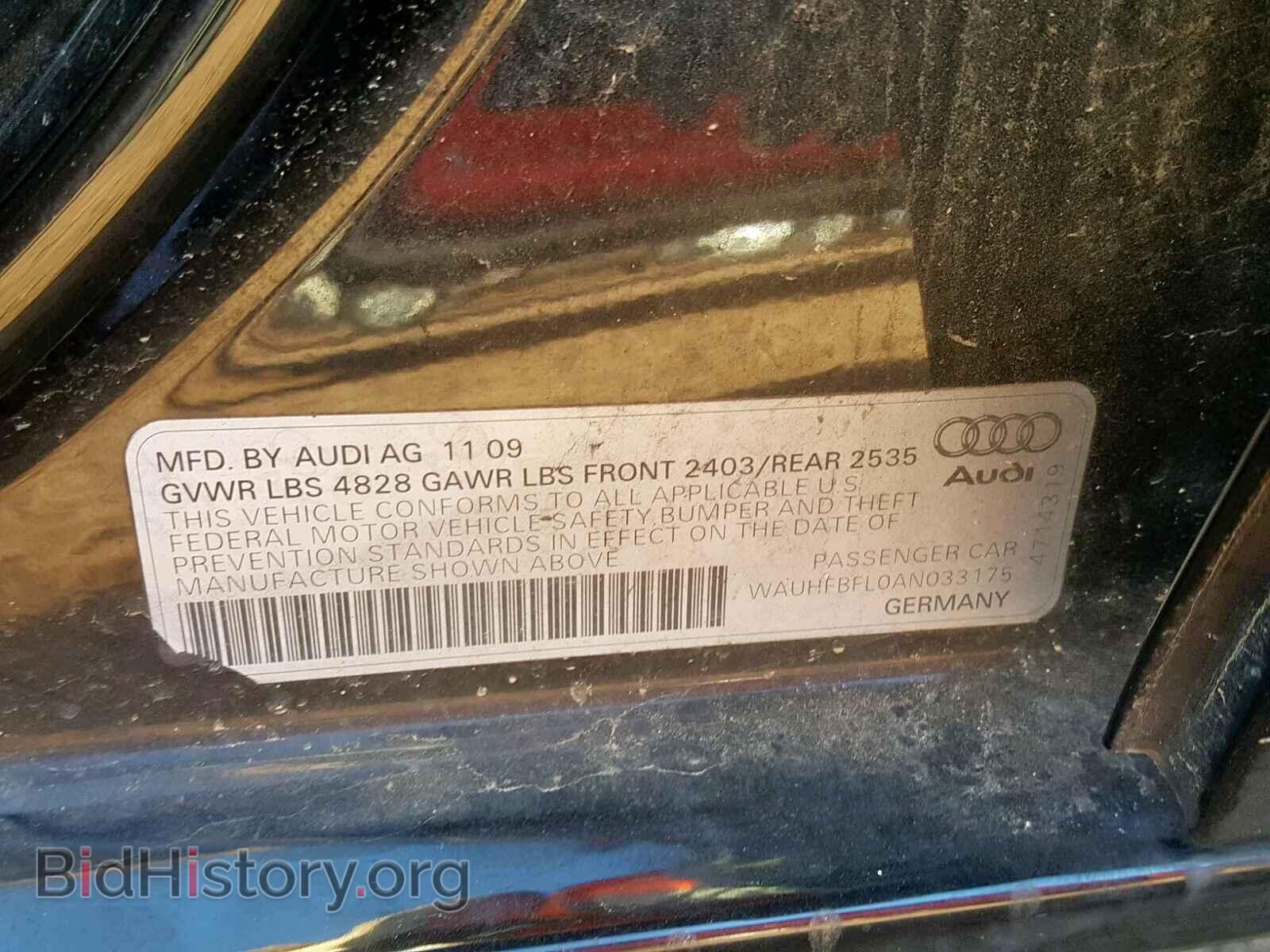 2010 AUDI A4 - VIN: WAUHFBFL0AN033175 - Фото 10