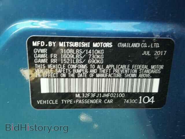 2018 MITSUBISHI MIRAGE - VIN: ML32F3FJ1JHF02100 - Фото 10