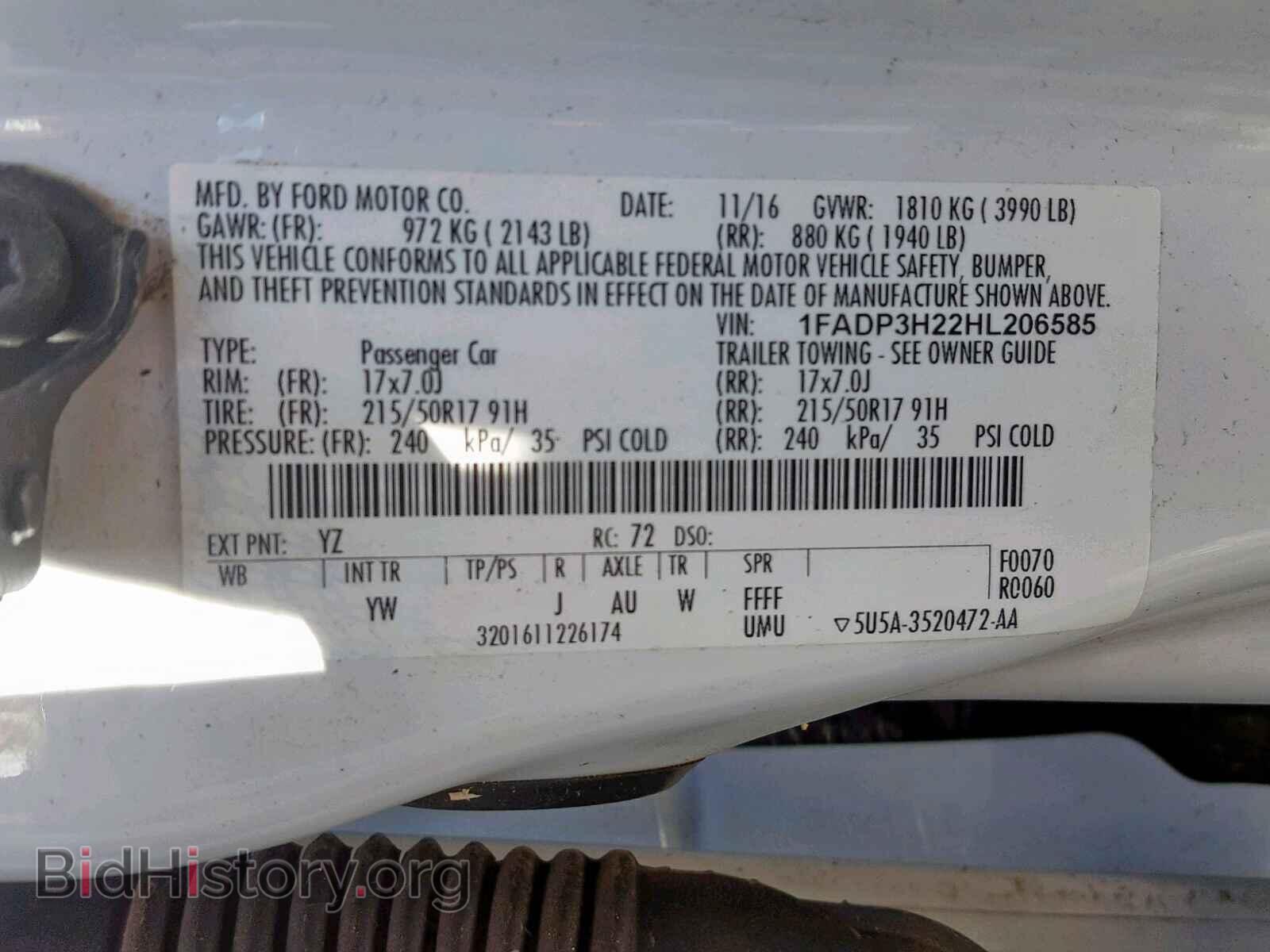 2017 FORD FOCUS - VIN: 1FADP3H22HL206585 - Фото 10