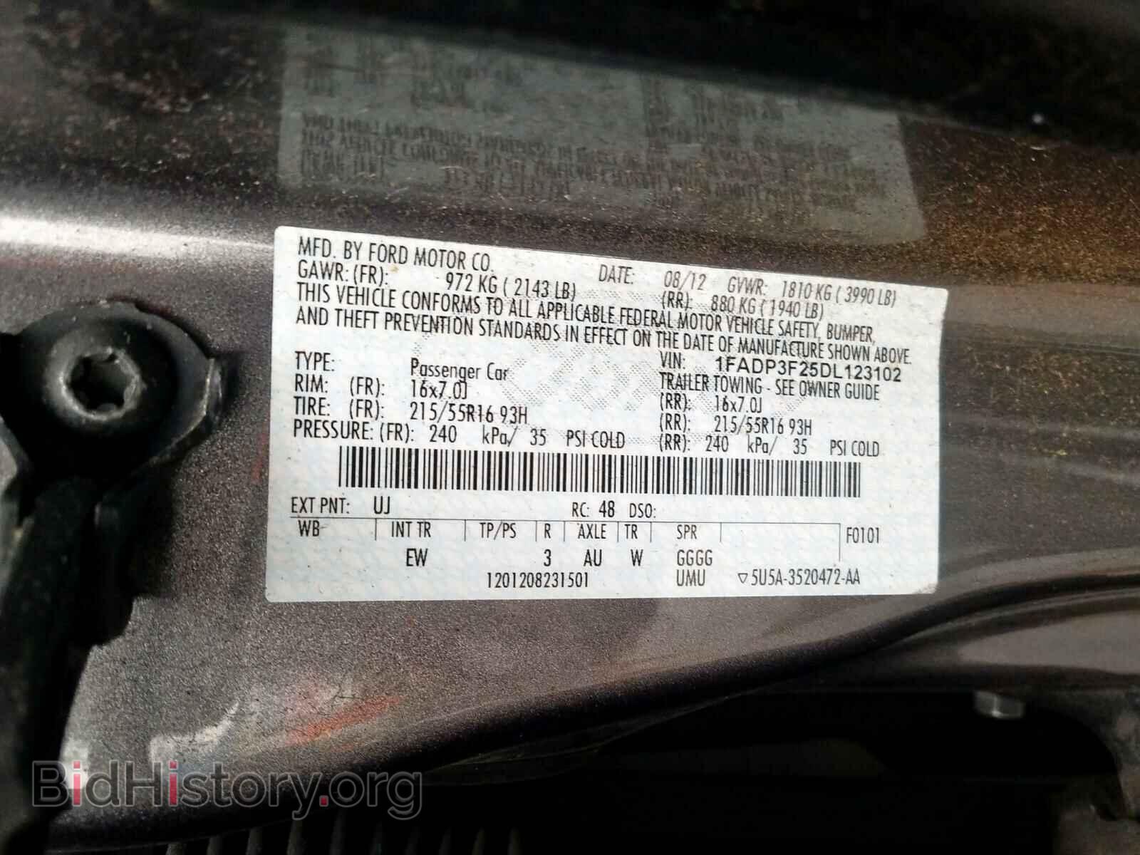 2013 FORD FOCUS - VIN: 1FADP3F25DL123102 - Фото 10