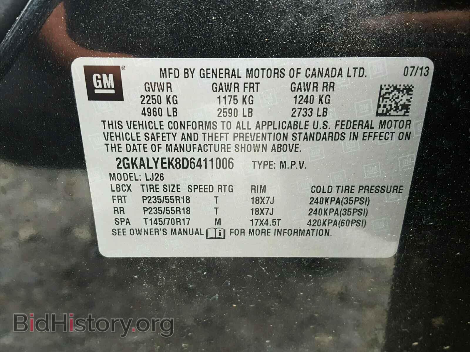 2013 GMC TERRAIN - VIN: 2GKALYEK8D6411006 - Фото 10