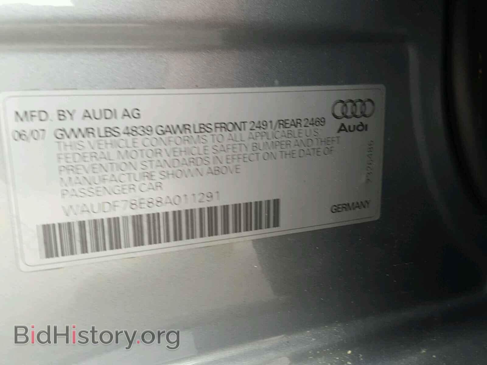 2008 AUDI A4 - VIN: WAUDF78E88A011291 - Фото 10