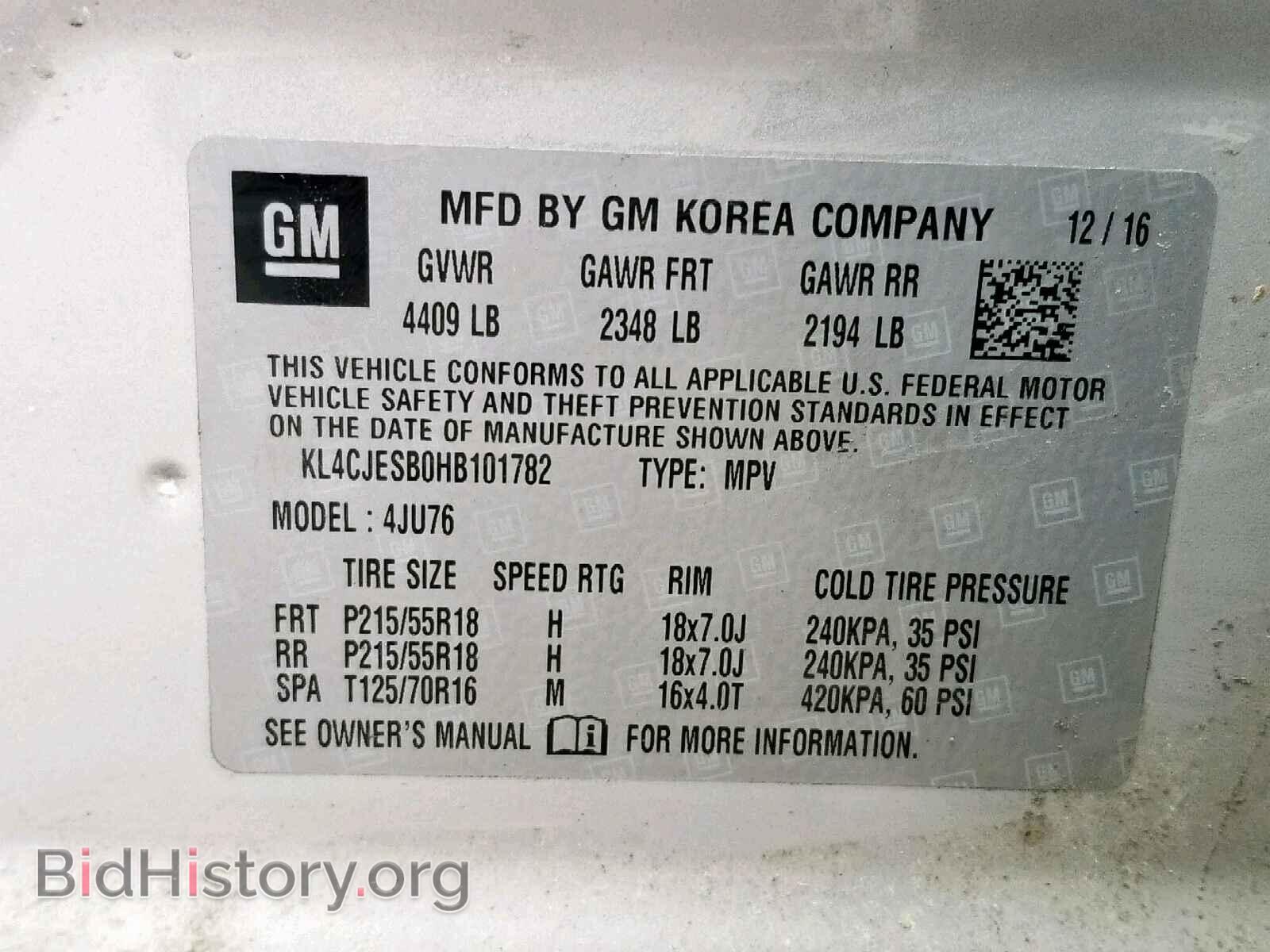 2017 BUICK ENCORE PRE - VIN: KL4CJESB0HB101782 - Фото 10
