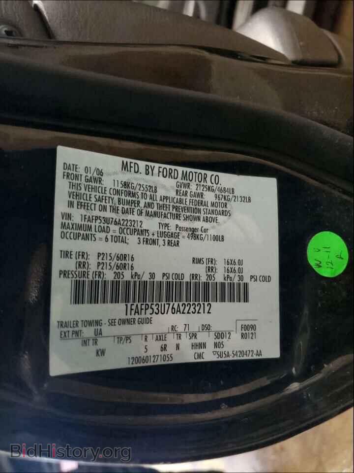 2006 Ford TAURUS (VIN 1FAFP53U76A223212) — photo 10 of 10
