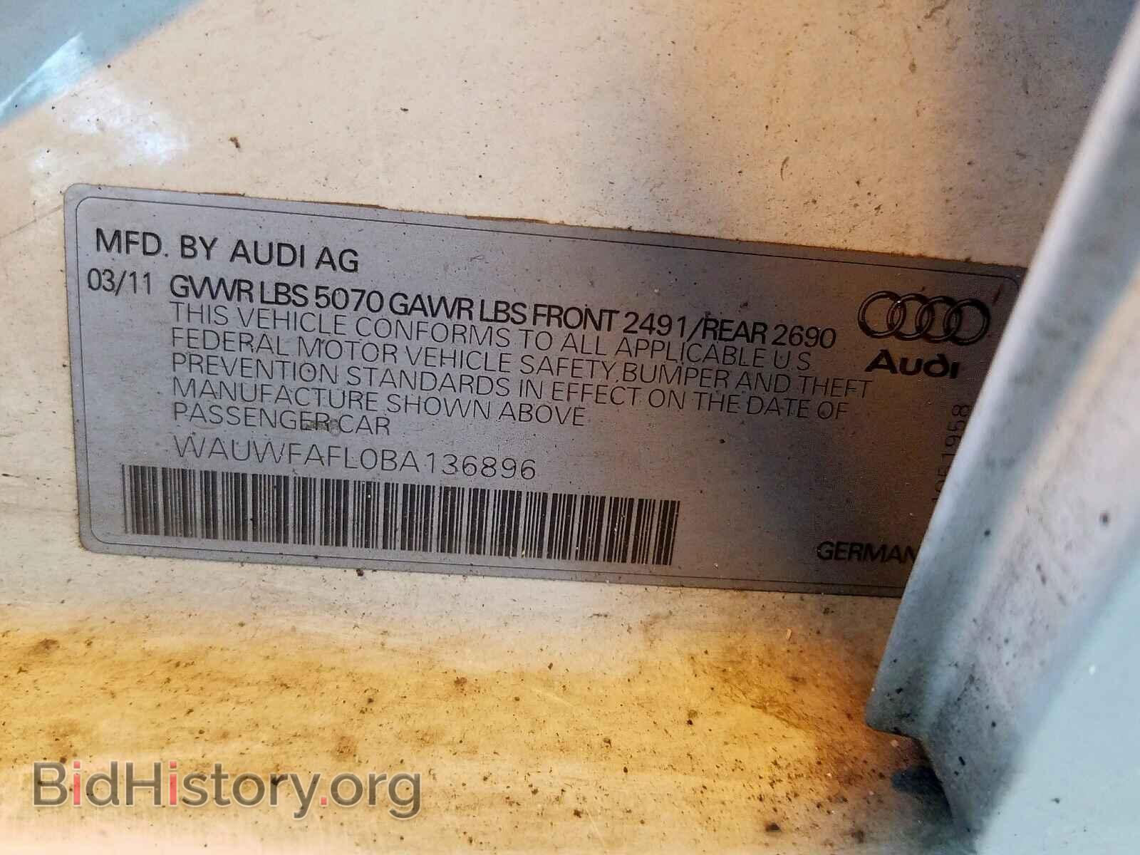 2011 AUDI A4 - VIN: WAUWFAFL0BA136896 - Фото 10
