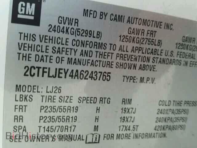 2010 GMC TERRAIN - VIN: 2CTFLJEY4A6243765 - Фото 10
