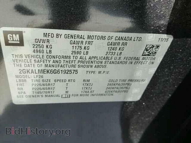 2016 GMC TERRAIN - VIN: 2GKALMEK6G6192575 - Фото 10