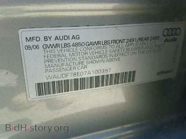 2007 AUDI A4 - VIN: WAUDF78E07A100397 - Фото 10